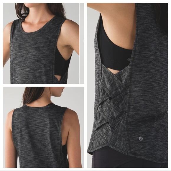 lululemon athletica Tops - Lululemon Var-City dark gray muscle crisscross side tank top